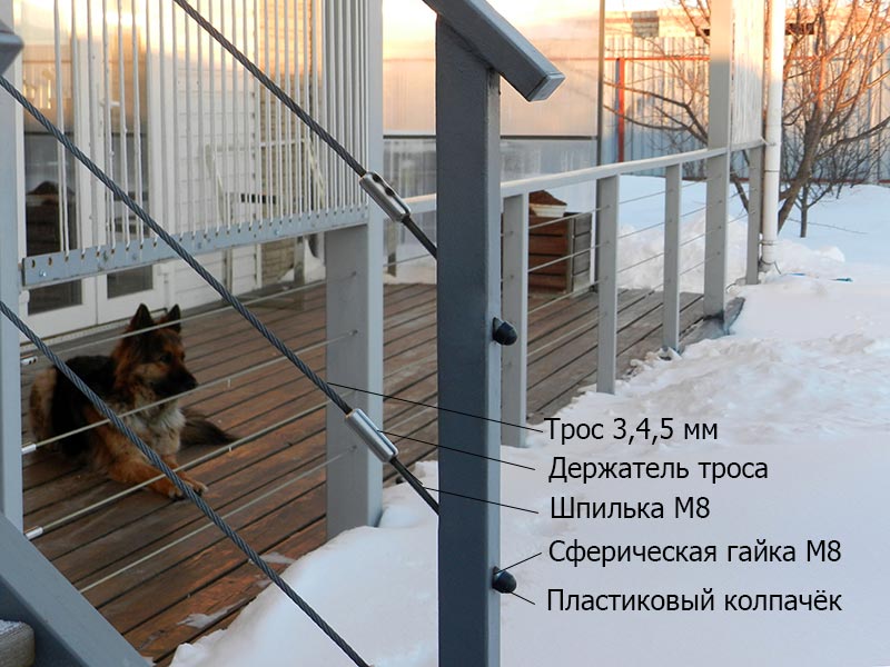 Натяжитель троса для перил на лестнице и террасе