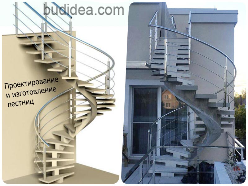 Винтовая лестница из бетона на улице
