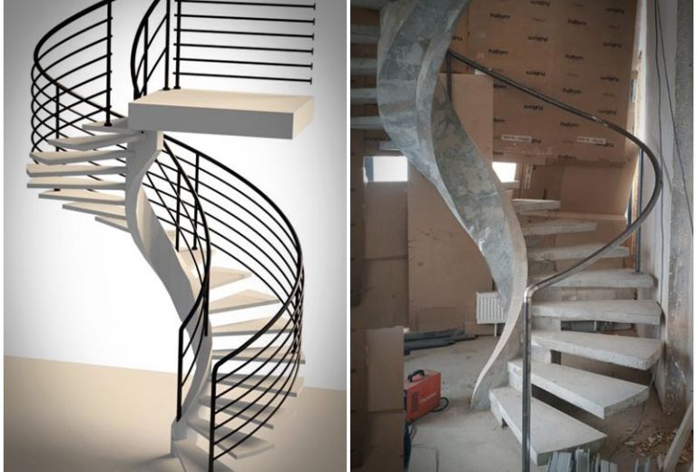 Гнутые перила на лестницу в квартиру