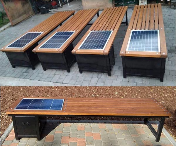 Скамейка с солнечными панелями